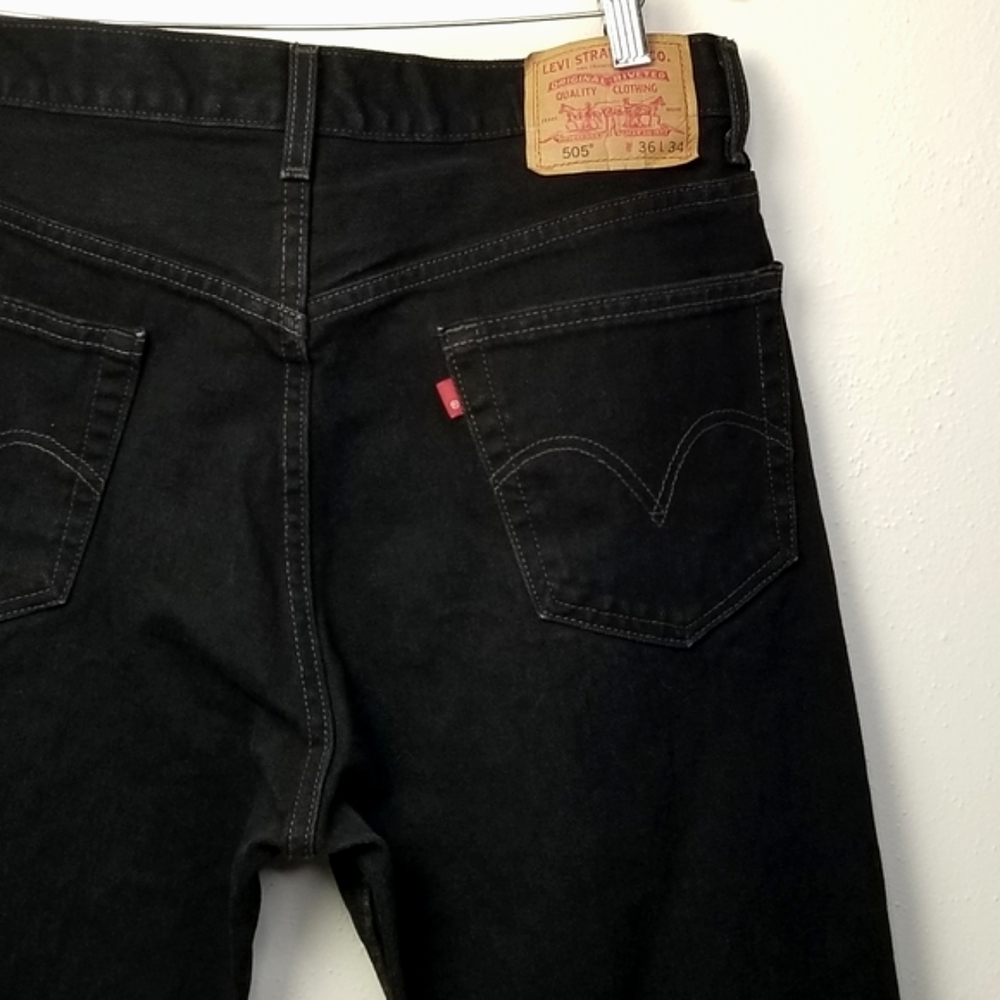 Levi's 505 Men's Black W36 L34 - Picture 3 of 11